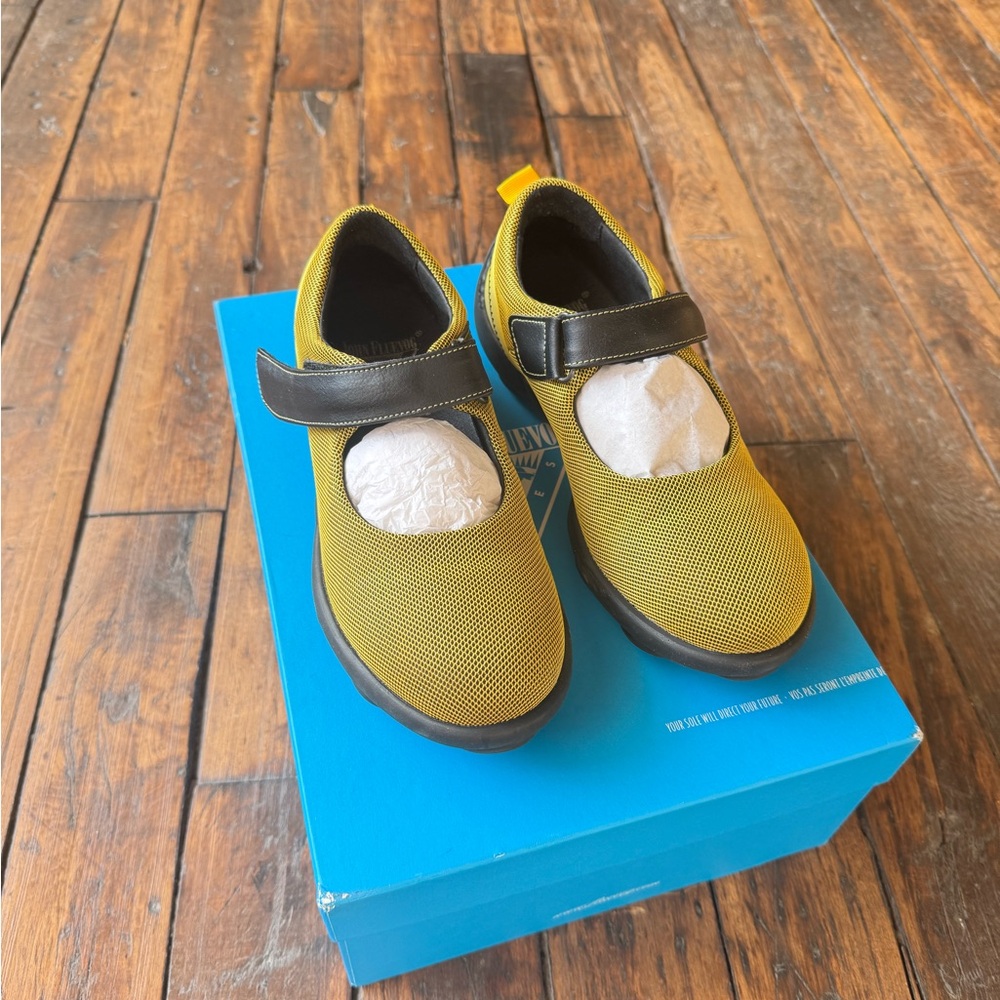 John Fluevog Yellow and Black Flats